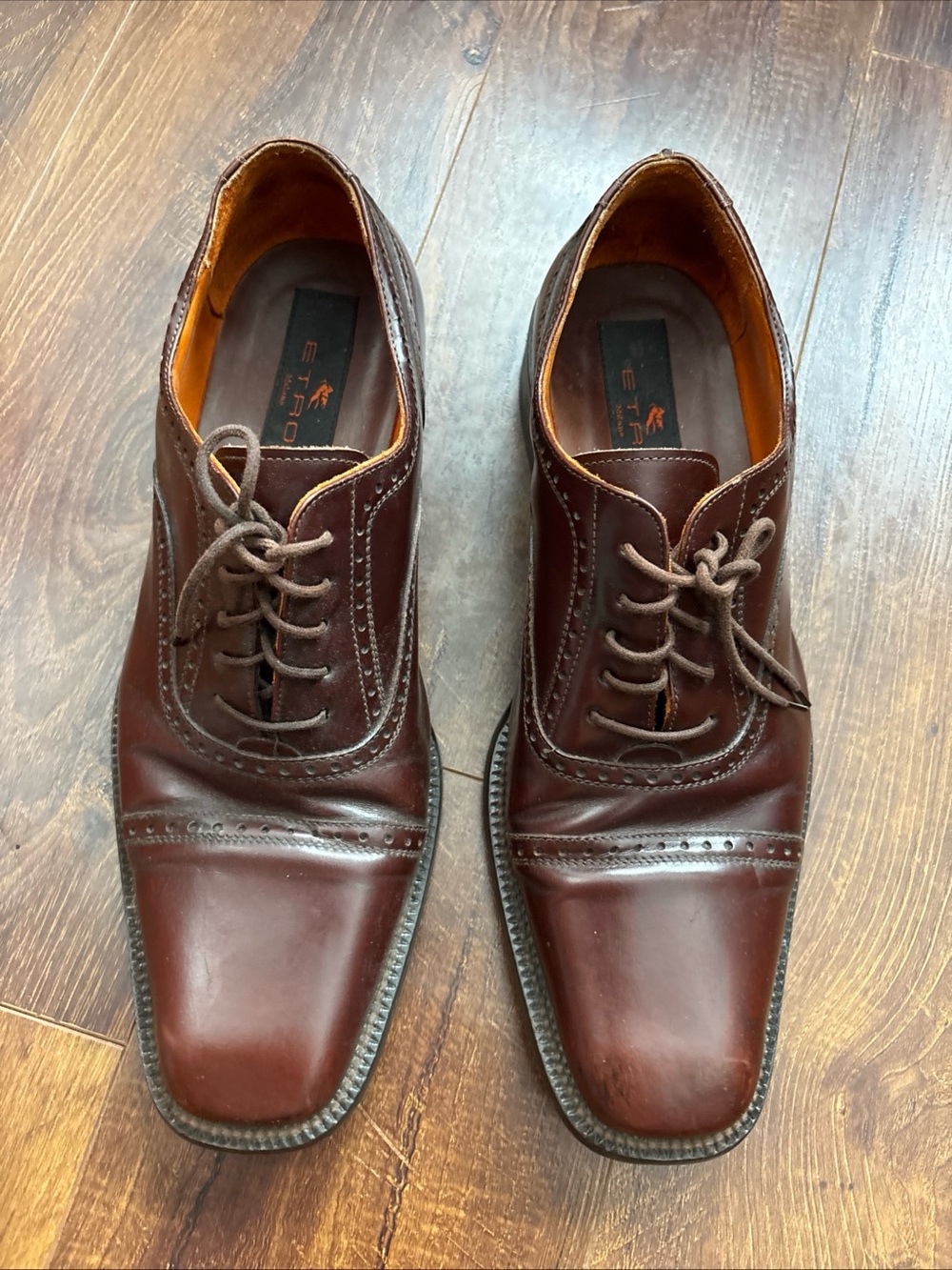 Pre Owned Mens Etro Brown Leather Oxford EU Size 44 US Size 11